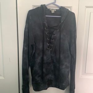 Forever 21 navy tie dye lace up hoodie